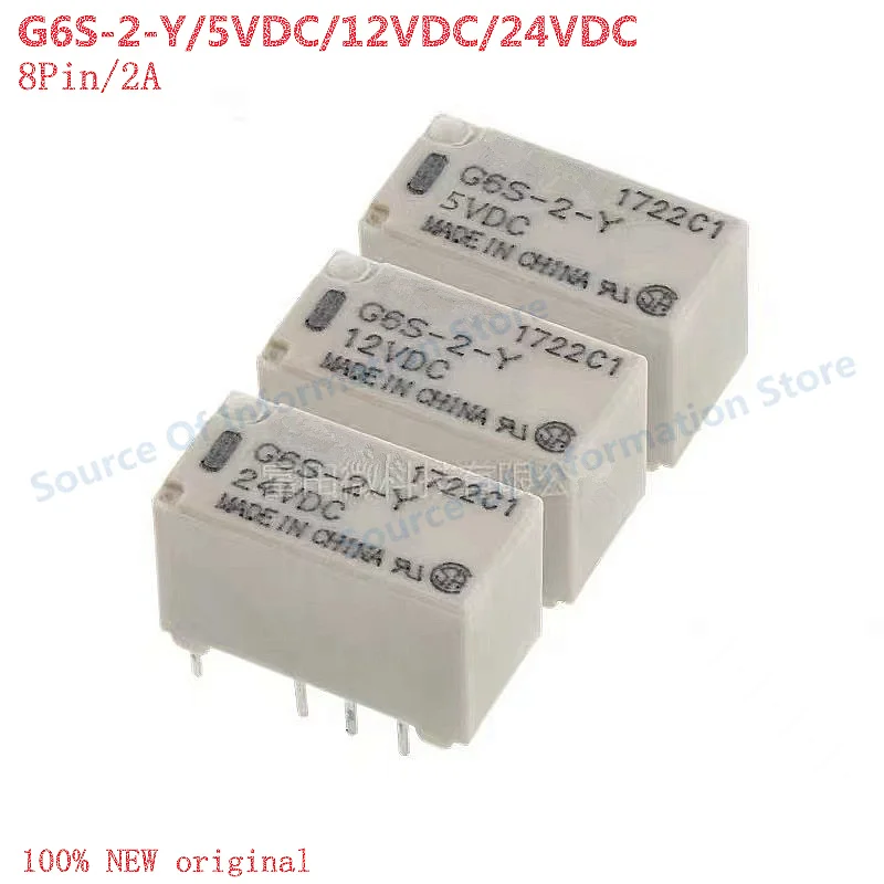 5Pcs G6S-2-Y/5VDC/12VDC/24VDC Signal Relay 8Pin 2A 100% New