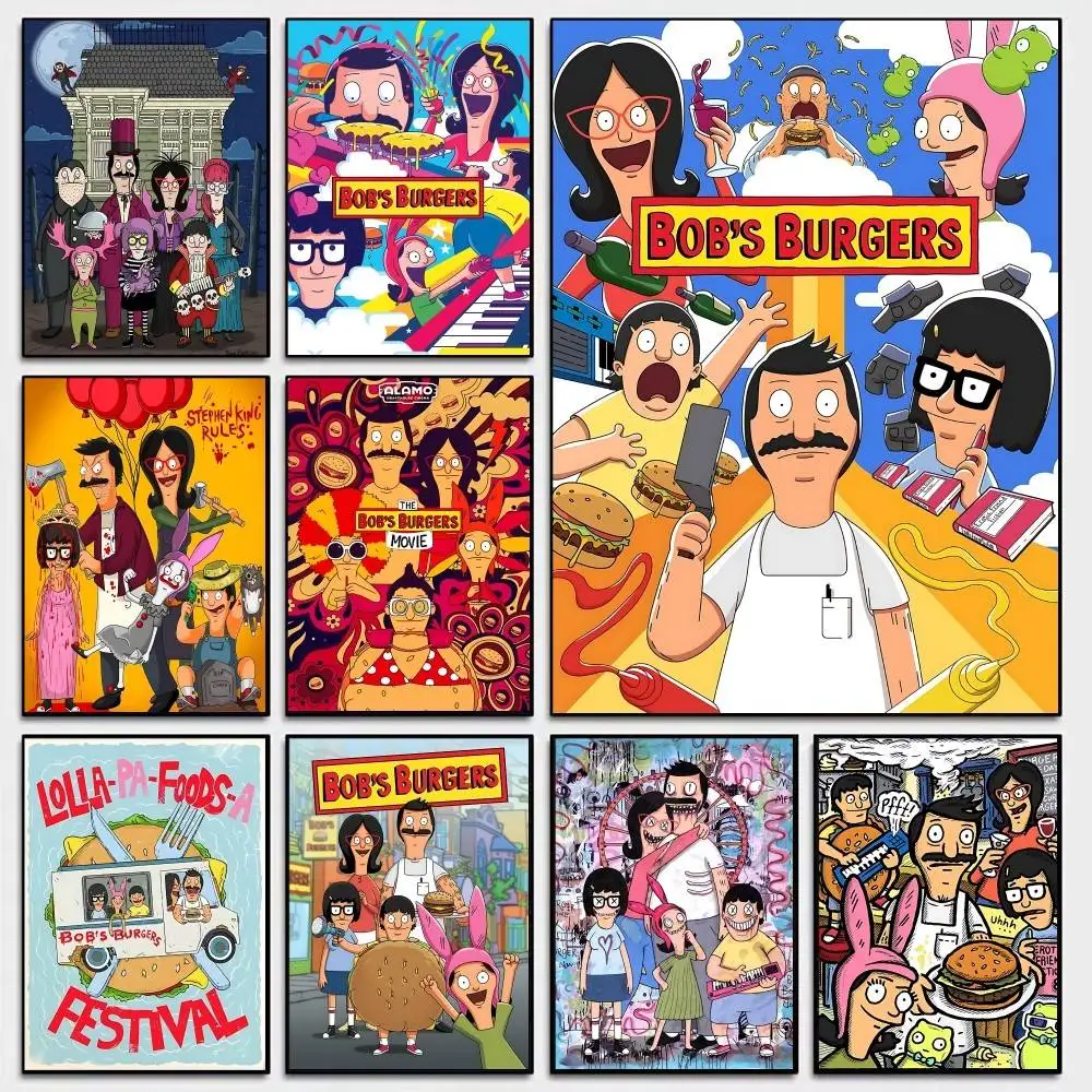 Cartoon Cute B-Bob B-Burgers DIY Sticky Poster Fancy Wall Sticker for Living Room Bar Decoration Wall Decor