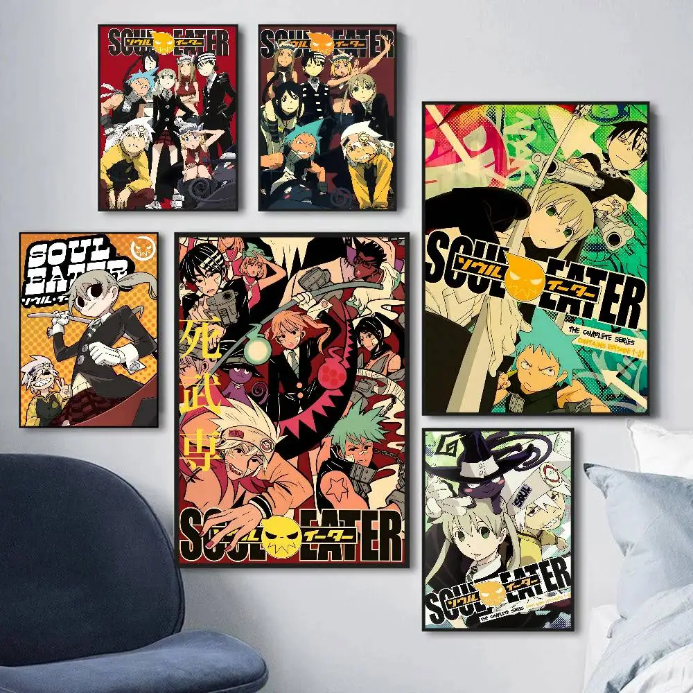 

Classic Anime Soul Eater Movie Sticky Posters Retro Kraft Paper Sticker DIY Room Bar Cafe Aesthetic Art Wall Painting