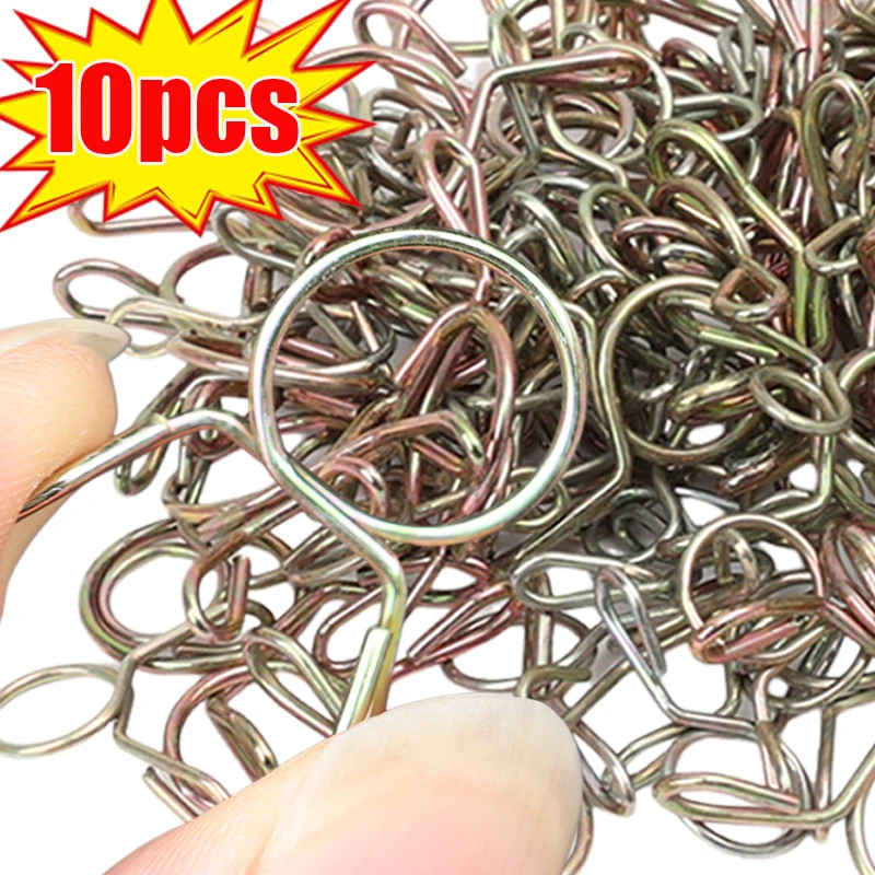 10pcs Car Fuel Water Hose Clamp Hand Held 14mm Zinc Plated Pipe Clips Spring Clamp Buckle Single Coil Fixed Clip Assortment Kit