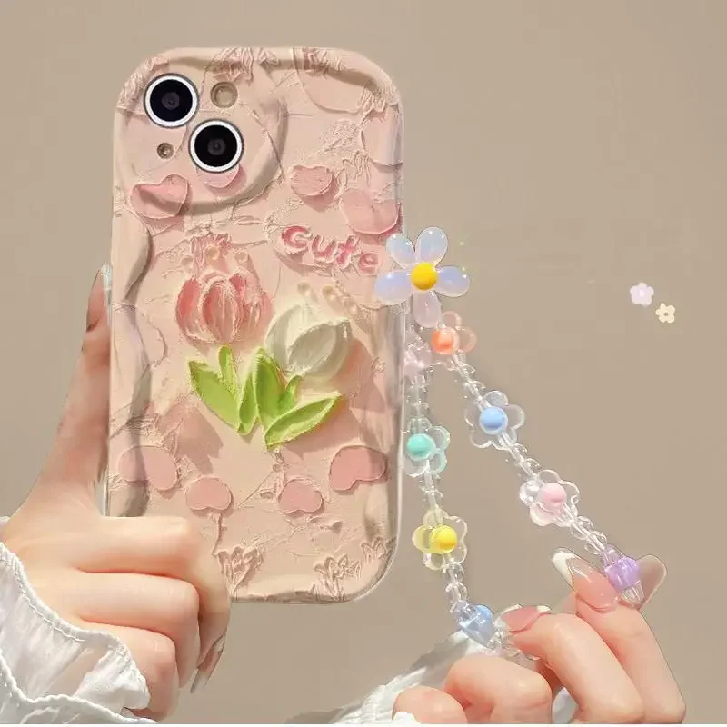 Phone Case for Xiaomi Redmi Note 13 Pro 5G 12 4G 8 11 10 9 12 Pro Plus 12S 13C 12C 10C 9C 9A  A1 A2 A3 Soft Cover Bracelet Chain
