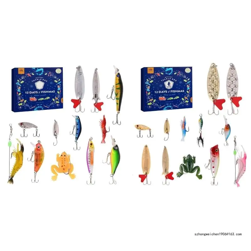 

28GF 12 Days Fishing Lures Set Christmas Countdown Calendar Accessory Kits-12pcs/box