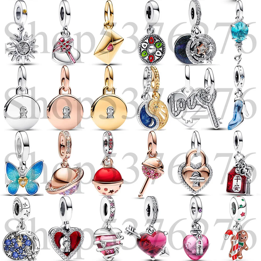 

925 Sterling Silver Bead Sun Moon Shooting Star Balloon Slipper Dangle Charm Fit Fashion Women Bracelet Bangle Gift DIY Jewelry