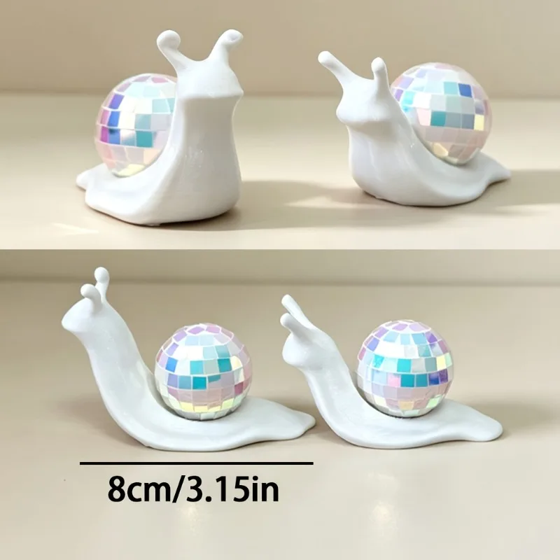 2Pcs Snail Disco Ball Sun Catcher, Indoor Windowsill Light Creative Desktop Decor for Living Room Kitchen Bedroom Dining