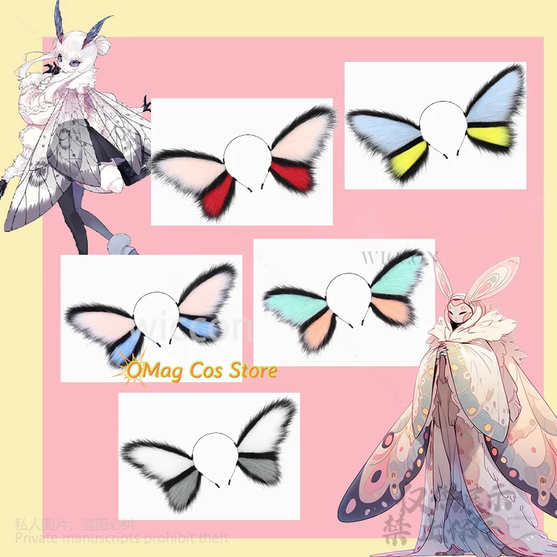 

Furry Cosplay Furrysuit Hair Accessory Animal Ears Foxes Anime Butterfly Headband Hair Clip Cute Plush Headdress Cos Customized