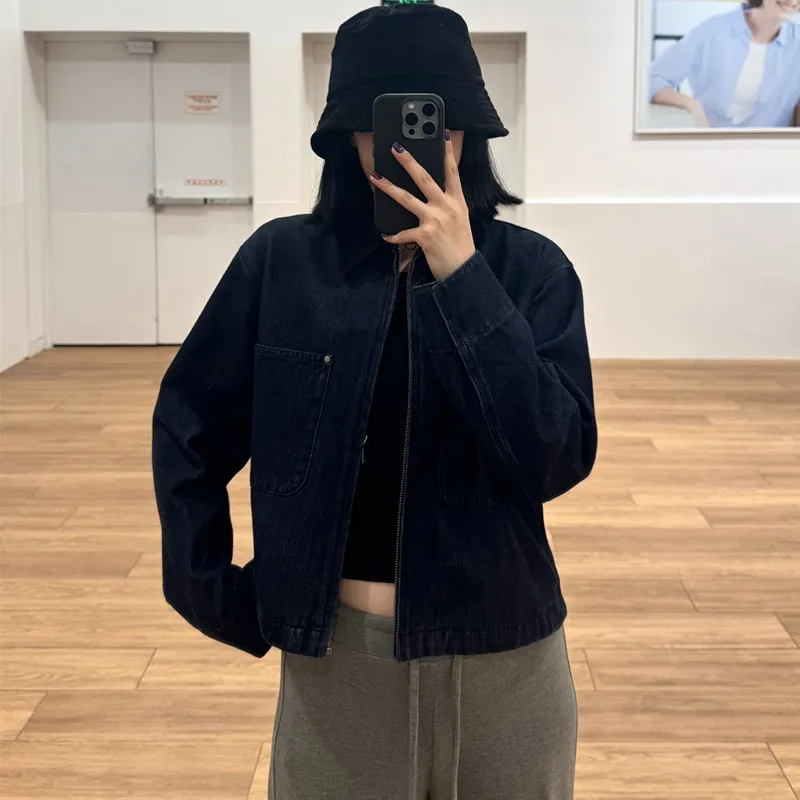 معطف نسائي غير رسمي بسحاب ort Jaet بياقة Faion Barn Sle جديد Sle Y479208 مزيج من القطن والبوليستر ملابس خارجية بقصة ضيقة