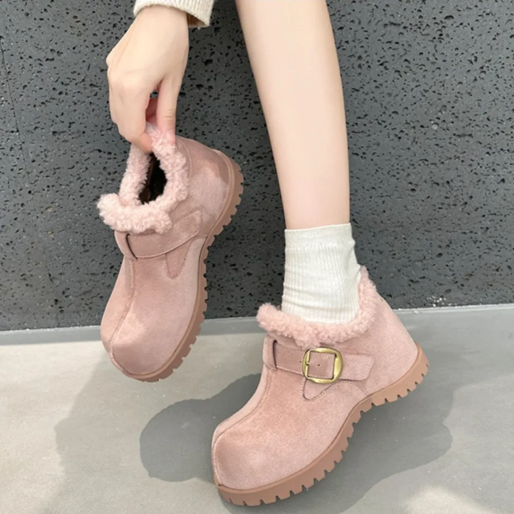 Women's Platform Loafers Inner Height Increasing Women's Shoes Piled and Thickened Warm Cotton Shoes Women's Winter Shoes view 2
