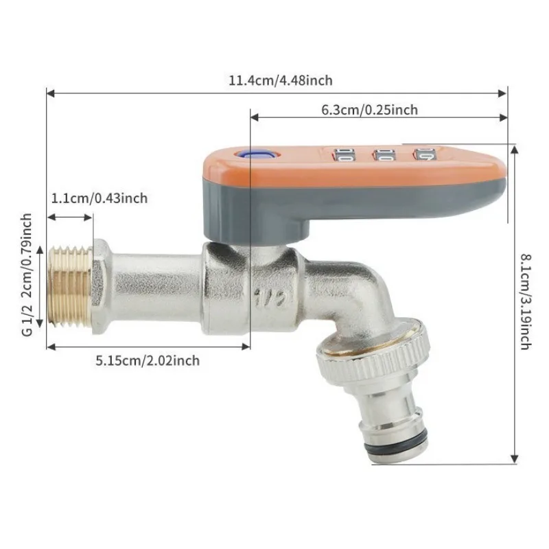 Outdoor Full Copper Faucet 1/2*3/4 Anti Theft with Lock Large Flow for Garden Courtyard Washing