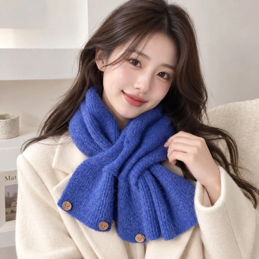 Thickened Solid Color Scarf Thermal Tippet Skin-friendly Yarn Korean Style Neckwarmer Adjustable Fit Compact Design