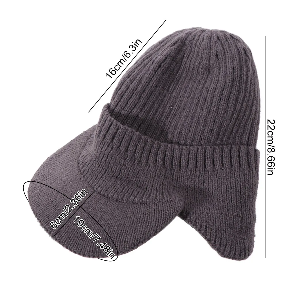 Cover Head Thickened Ear Protector Cap Warm Windproof Baseball Knitted Cap Solid Color Coldproof Knitted Peaked Hat Men