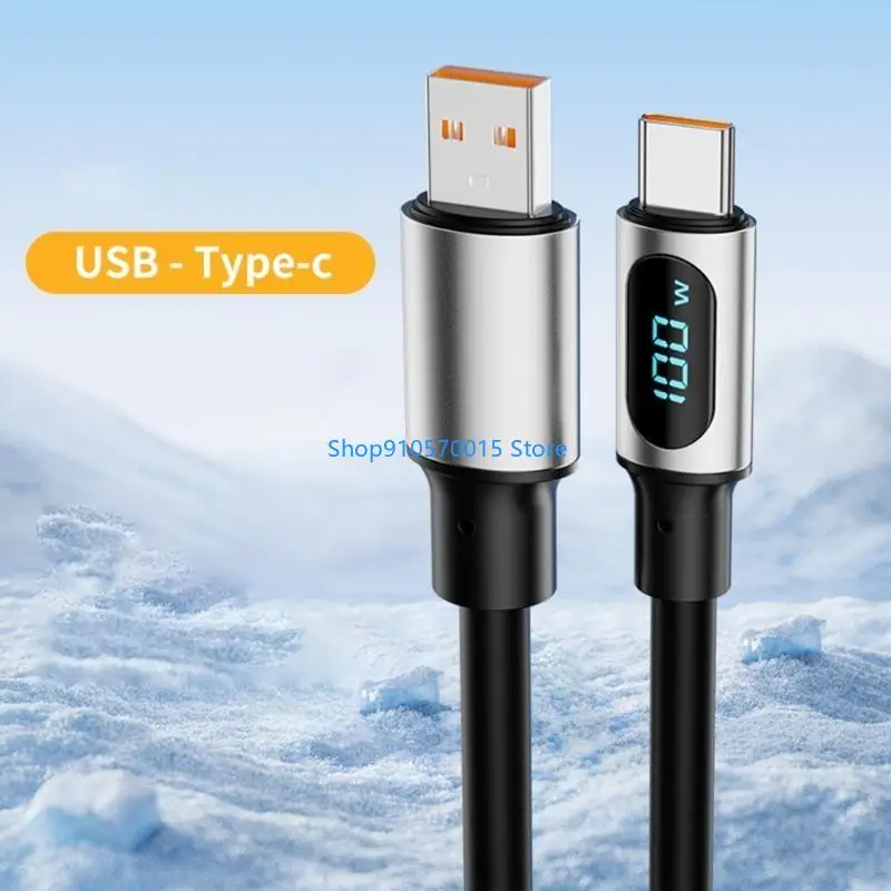 B95C PD100W Fast Charging Cord USB to Type C Data Wire Line with LED Digital Display