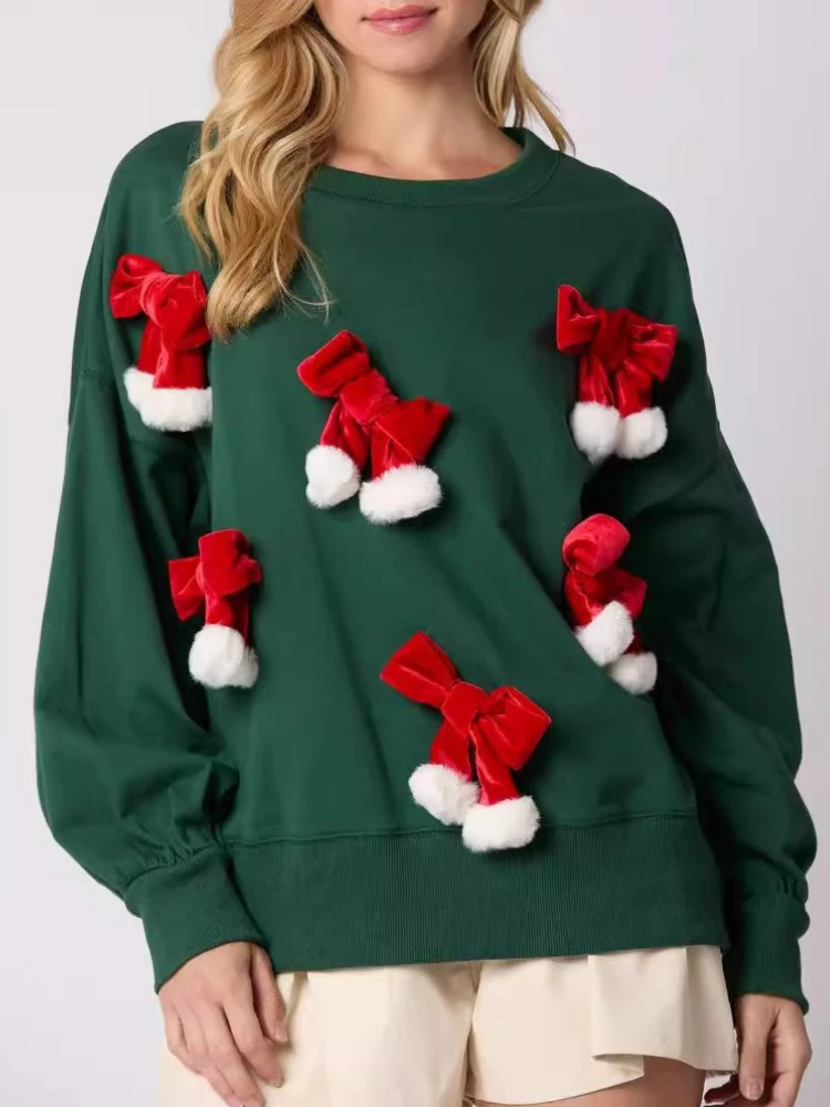 Neu in Weihnachten Pullover Frauen Herbst und Winter Neue O Hals Langarm Gedruckt Mode Lässig Gestrickte Pullover Feminina Top