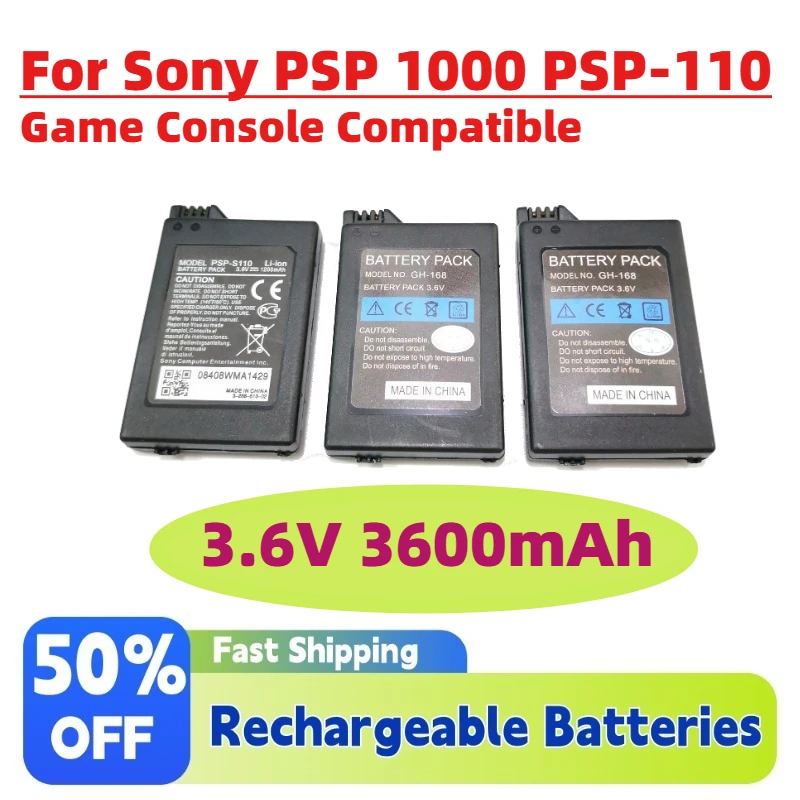 

Built-in Host Lithium Battery 3.6V 3600mAh for Sony PSP 1000 PSP-110 Game Console Compatible with PlayStation Portable Gamepad