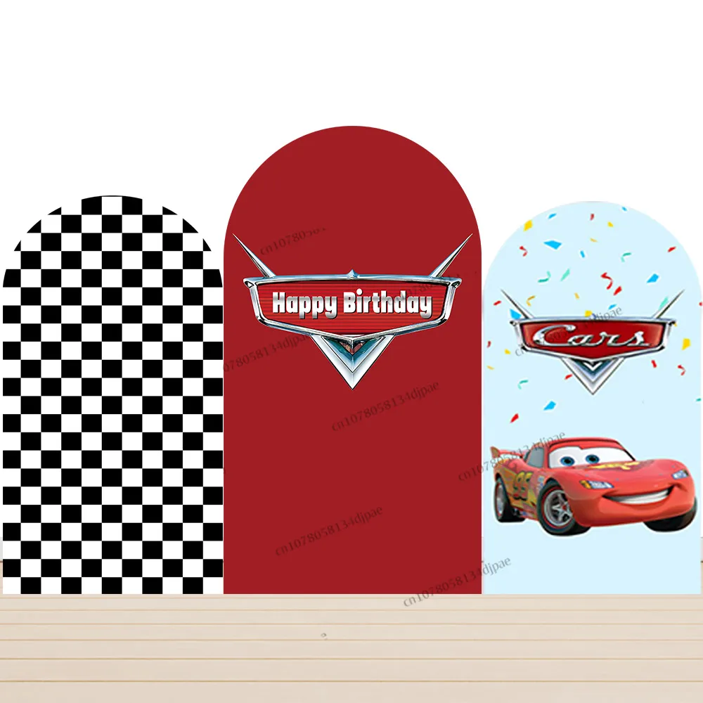 Race Car Arch Backdrop Cover Children Boy Party Pixar Cars Backgrounds Arched Lightning Mcqueen Red Desert Room Decoration Wall