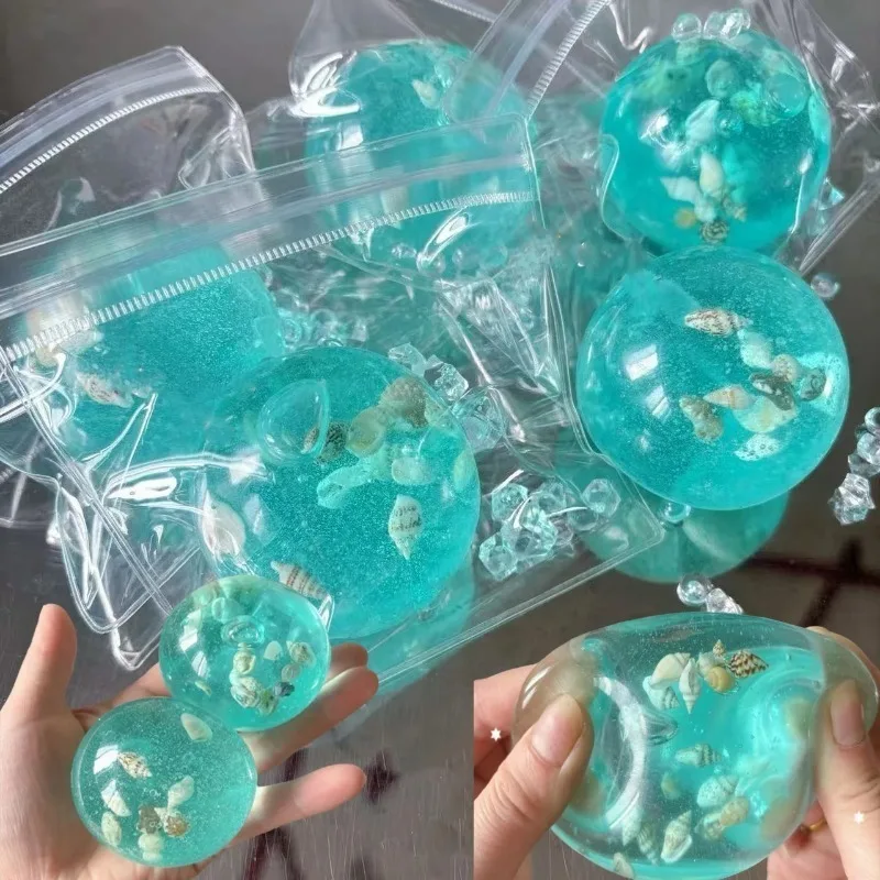 Squishy Ocean Stress Balls Fidge Sensory Toy Stress and Anxiety Relief Maltose Water Ball Squeeze Toy Decompression Venting Gift