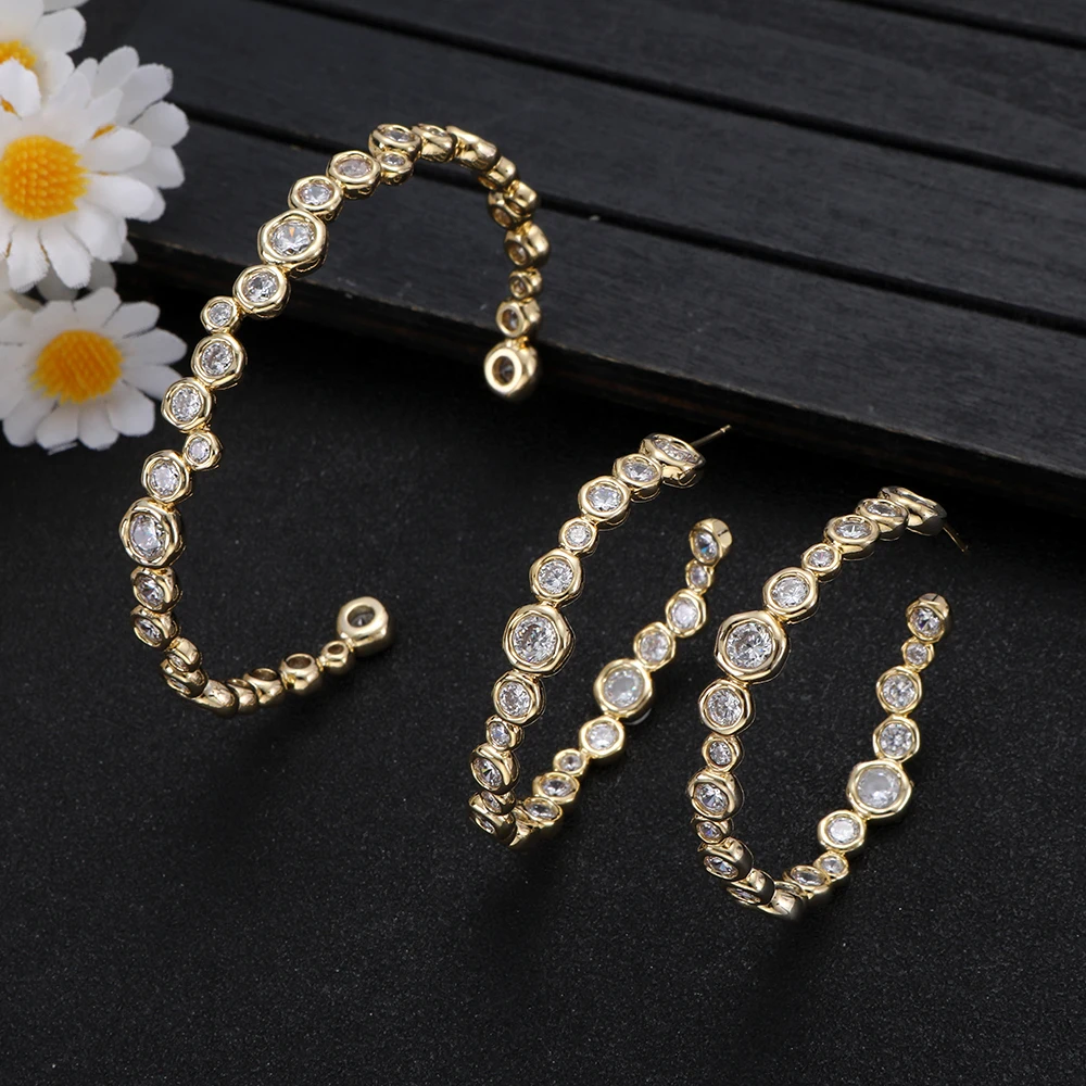 

1 Set Gold Crystal Hoop Jewelry Set for Party Fashion Women's Jewelry Gift for Birthday