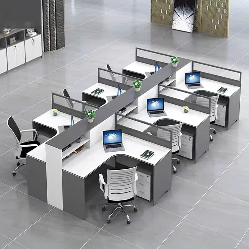 

Modern simple screen desk board staff desk and chair combination 4/6 person booth workstation