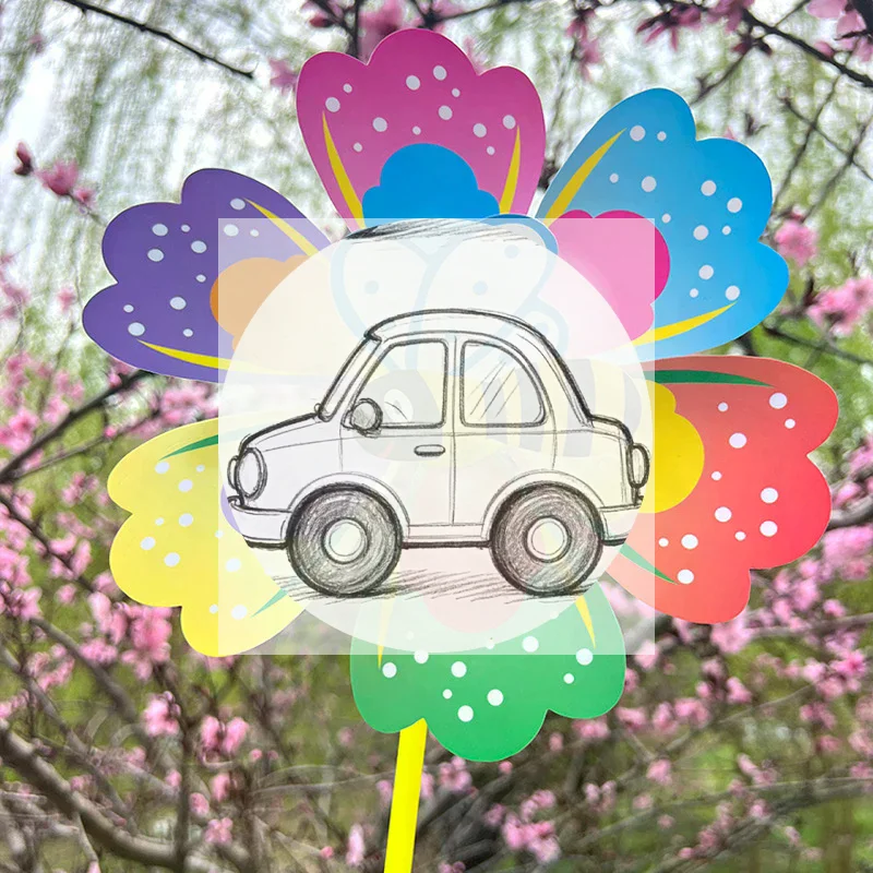 

(JT) 1 шт. Мультяшный ветрячок в форме цветка, ручной, для дома и сада, декоративный, вращающийся, для двора, уличная игрушка для детей