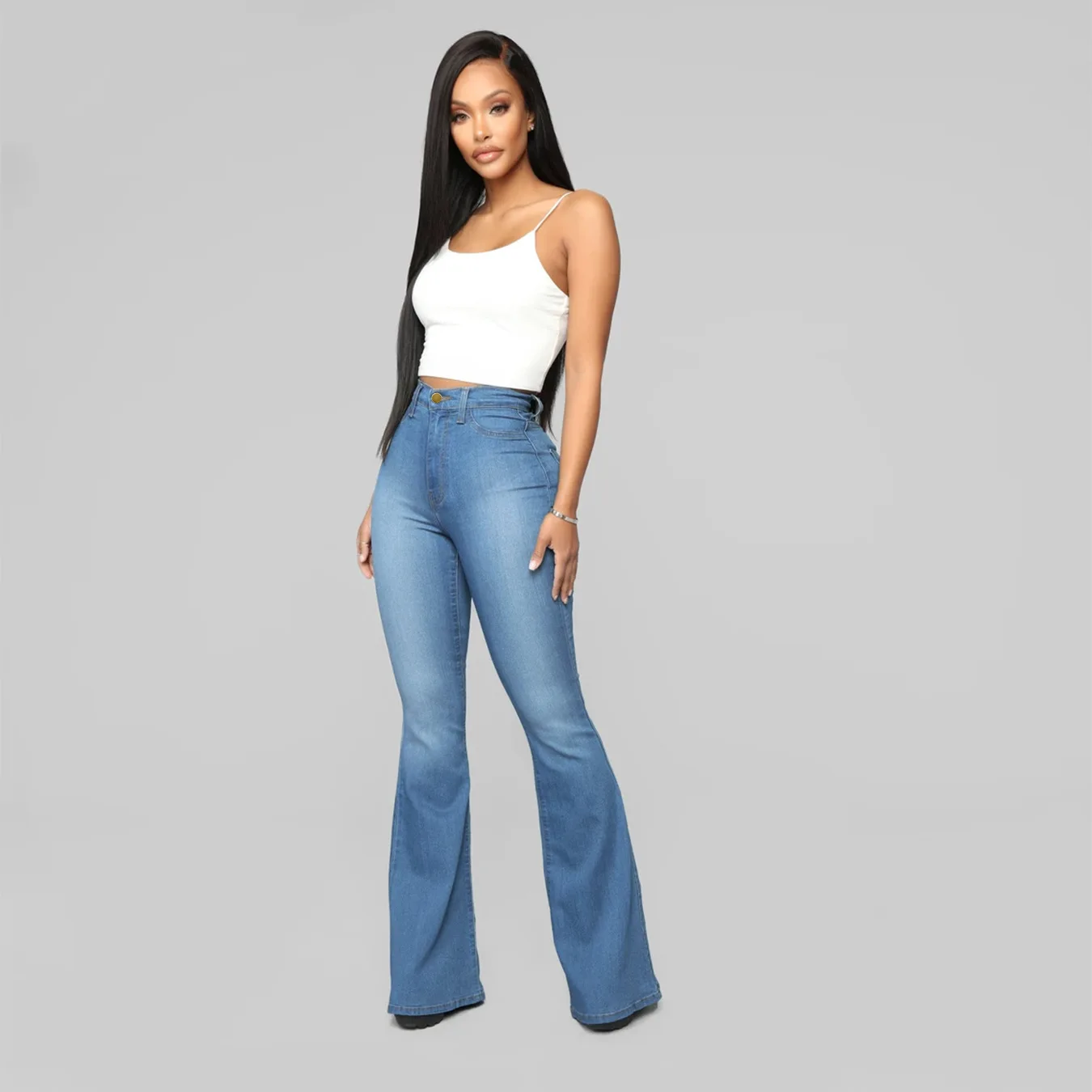 2022 New High Waist Flare Jeans For Women Fashion Slim Stretch Denim Boot Cut Pants Street Casual Trousers S-3XL Drop Shipping