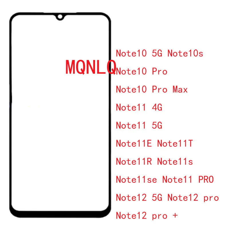 LCD Touch Screen Front Glass With OCA For XIAOMI Redmi Note 10 11 12 S E T R 4G 5G SE Pro + Max Display repair Replacement