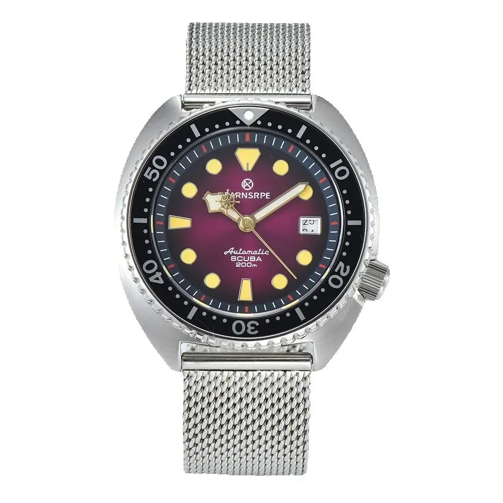 

NH35 Automatic Mechanical Watch for Men Retro Dive Watch 40mm Purple Dial Luminous Sapphire Crystal Waterproof Daily Wristwatch