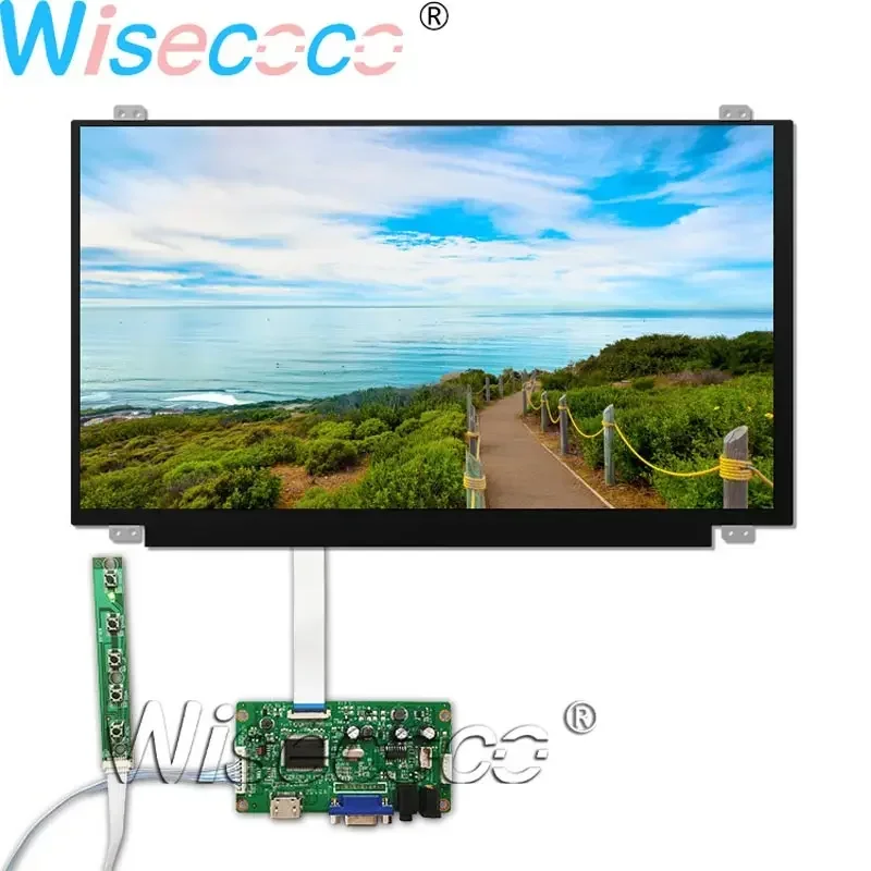 Wisecoco 15.6 Inch FHD 1080P Matte LCD Screen Slim Display 30 Pins With VGA EDP Earphone Driver Board For Raspberry Pi