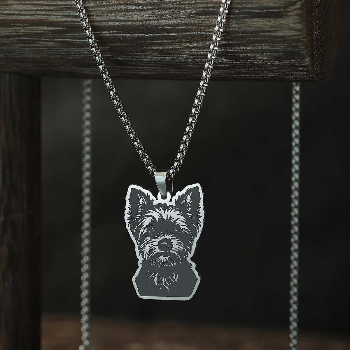 CHENGXUN Yorkshire Terrier Pendant Necklace Women Men Jewelry Punk Animal Jewelry Stainless Steel Dog Necklace