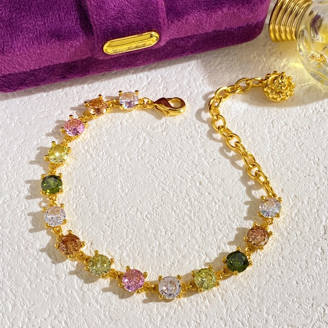 

Fashion Bracelet Vintage style jewelry Exquisite Four Claw Circular Colorful Diamond Lion Head and Tail Pendant