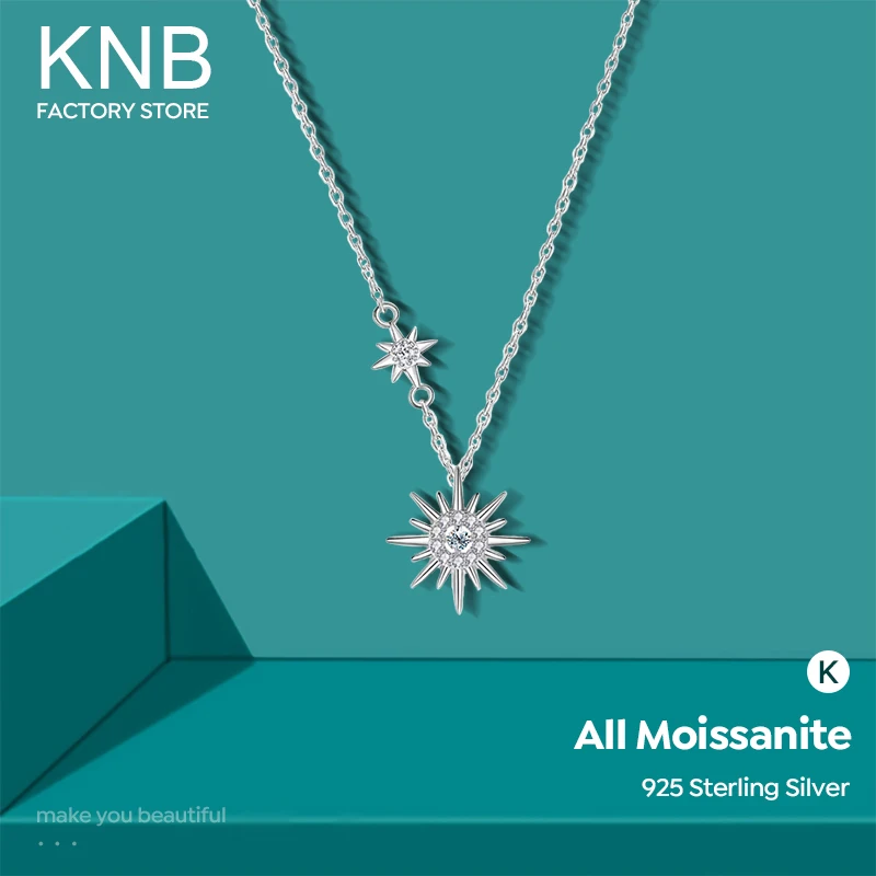 KNB D Color moissanite Diamond Pendant Hexagram Halo Necklace for women Original 925 Sterling Silver Choker Wedding Fine Jewelry