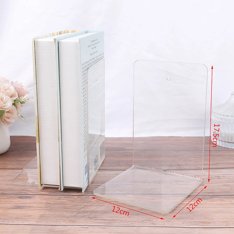 Imagem -06 - Acrílico Transparente L-shaped Bookends Organizador de Mesa Desktop Book Holder Papelaria Escolar Acessórios de Escritório 1pc