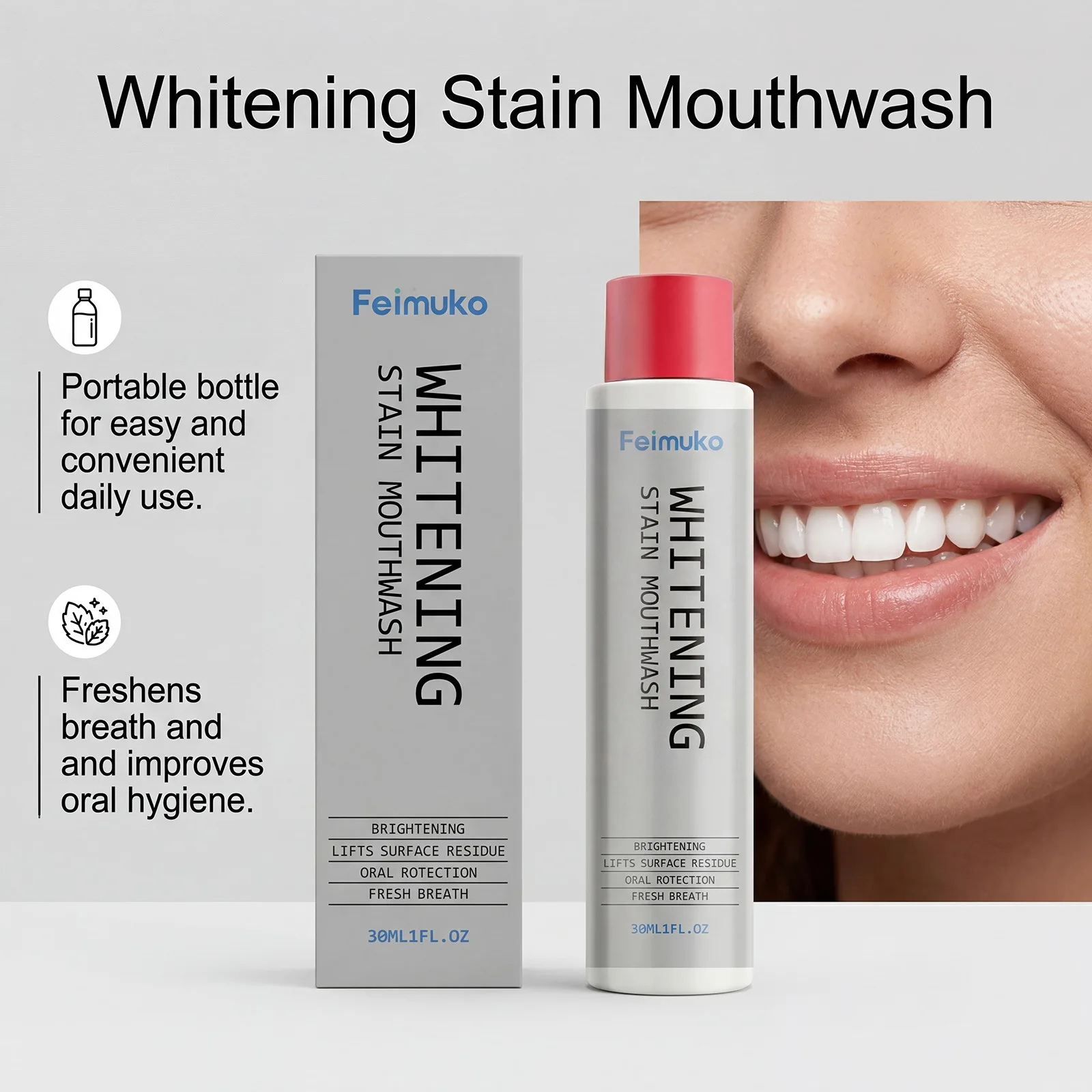 Teeth Whitening Mouthwash Alcohol Free Deep Clean Plaque Stain Remover Long Lasting Fresh Breath Oral Cleansing Liquid Oral Care