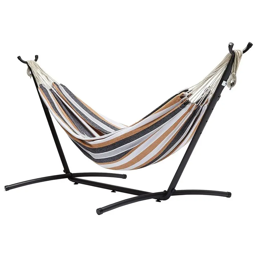 

Double 2 Person Heavy Duty Hammock with Space Saving Steel Stand and Carrying Case, 470lb Capacity, Multi Color, 118 x 46 x 39