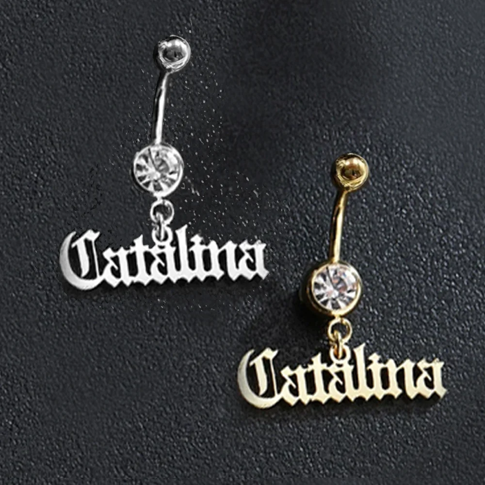 

1Pc Custom Name Sexy Navel Piercing Umbilical Nail Rings Personalized Name Shining Zircon for Woman Stainless Steel Body Jewelry