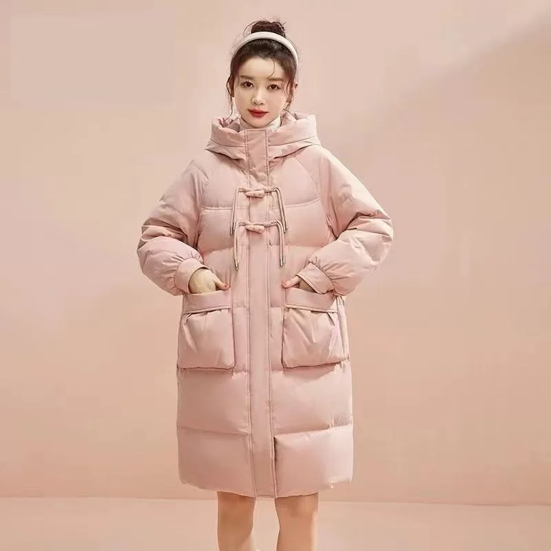 In 2024 Women's Fashion Loose Horn Button Coat In Autumn And Winter Cotton-padded Jacket Explosions Slim Small Fresh Padded Coat