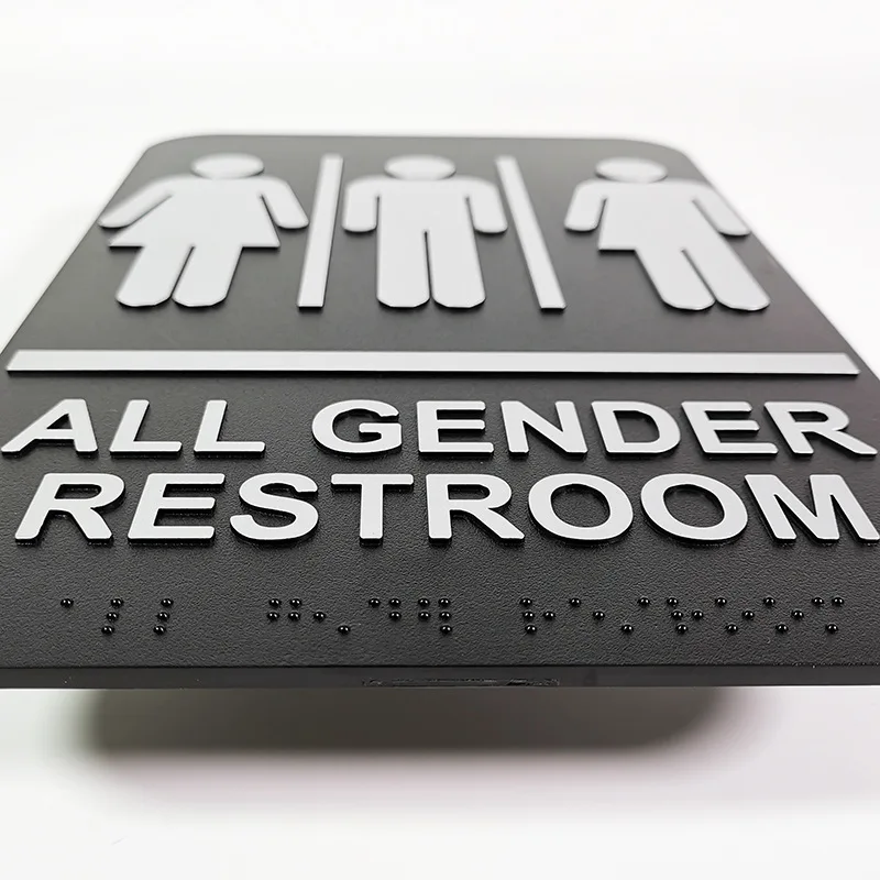 Self-adhesive Acrylic Three-dimensional Braille Signage Restrooms Providing Braille Text Instructions  All Gender Bathroom