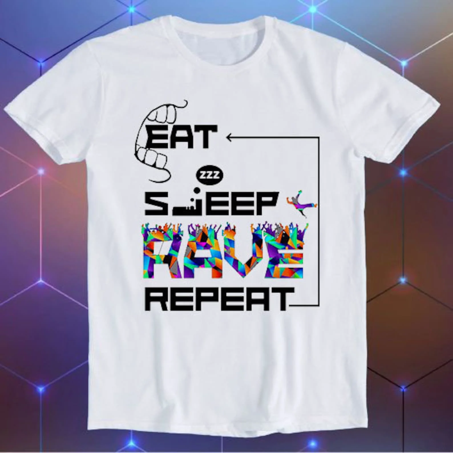 Eat Sleep Rave Repeat Dance Ibiza Holiday Party Logo Parody Meme Movie Music Cool Funny Gift