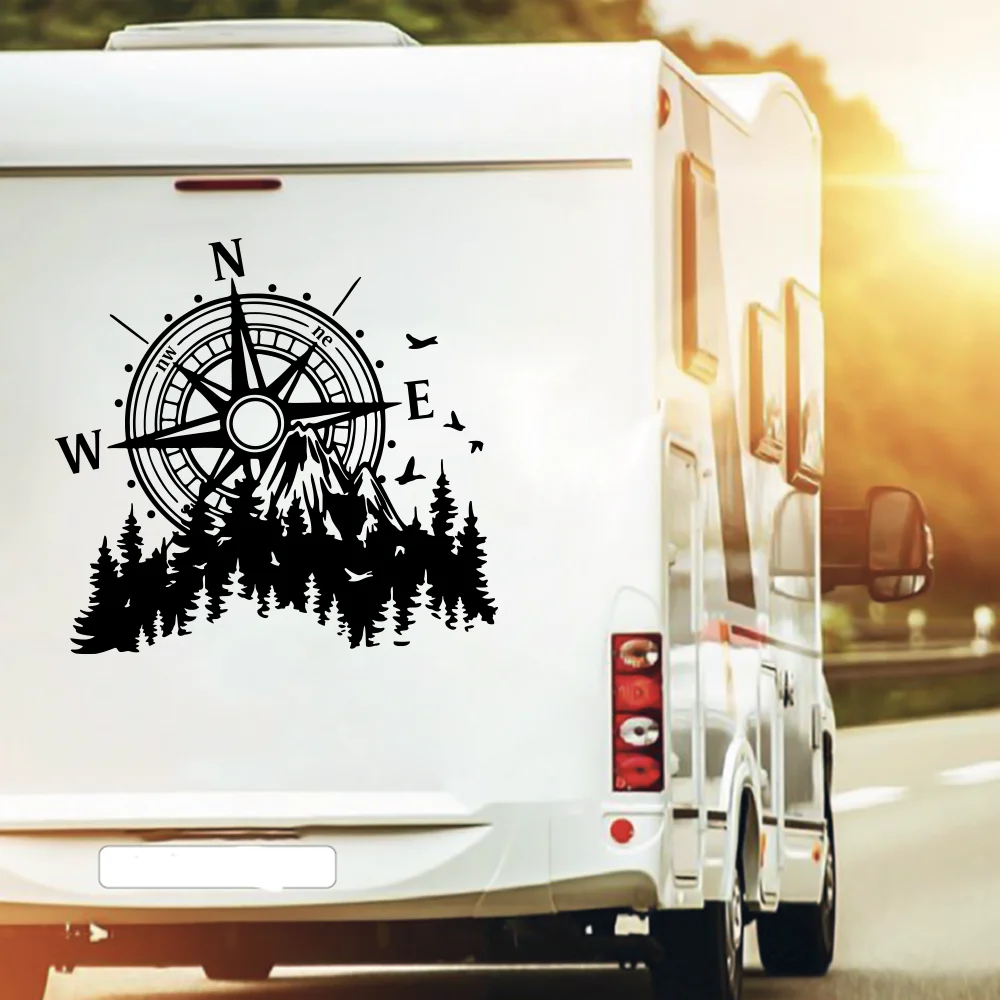 

Large Compass Mountain Bird Camping Rv Truck Car Sticker Decal Adventure Travel Nature Auto Vehicle Vinyl Decor