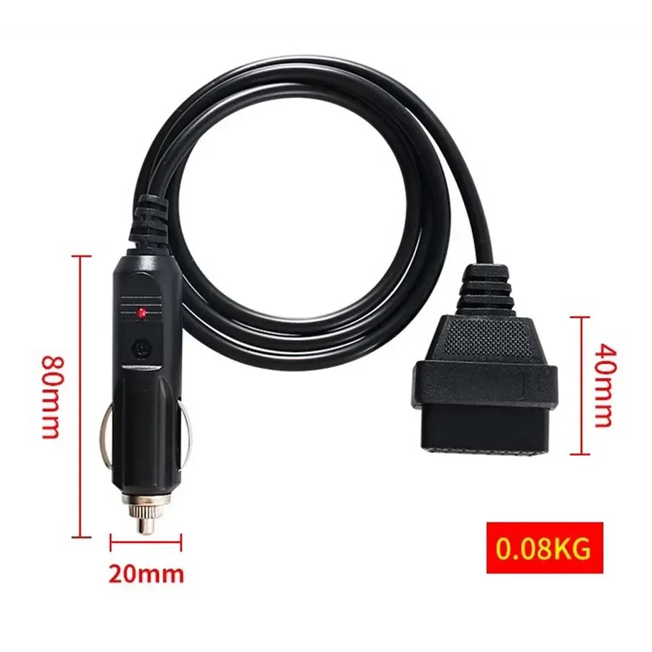 1M Male Female OBD2 16Pin To Cigarette Lighter Port Power Supply Cable 12V DC OBD 16Pin Connector OBD Adapter for DVR GPS HUD