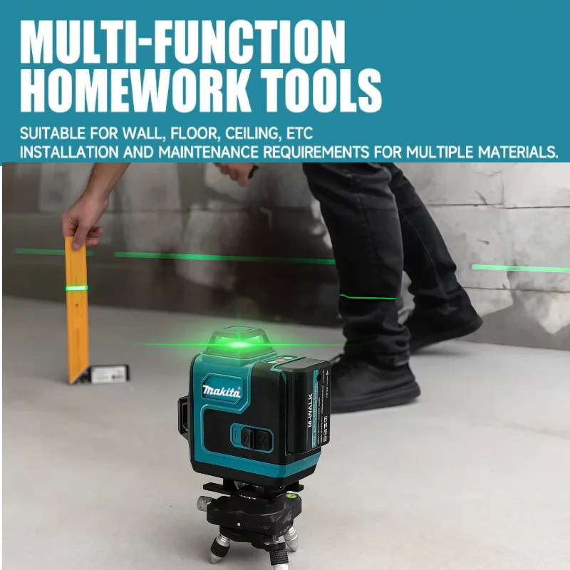 Original Makita 3D-4D 16 Line High-precision 360 ° Horizontal Vertical Green Laser Level, Wall Mounted Portable Power Tool