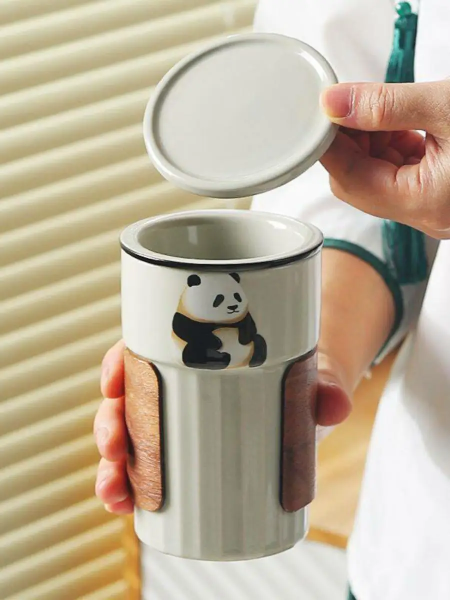 panda-ceramic-mug-office-cup-tea-water-separation-personal-use-ins-style-simple-design-china-made-straight-drink-water-cup