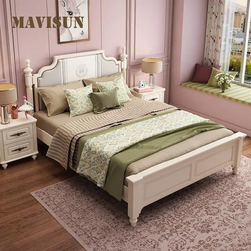 Hot Sale American Light Luxury Princess Bed White Modern Simple Single Bed For Small Apartment Household Furniture For Children