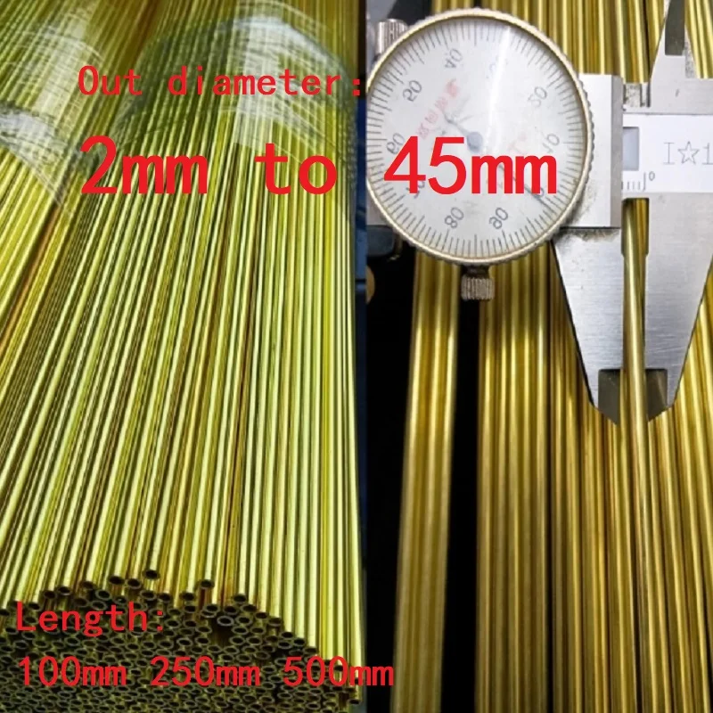 1PC Brass Tube OD 2-25 26 27 28 29 30 32 33 34 35 36 38 40 42 45mm Brass Pipes Length 100 250 500mm