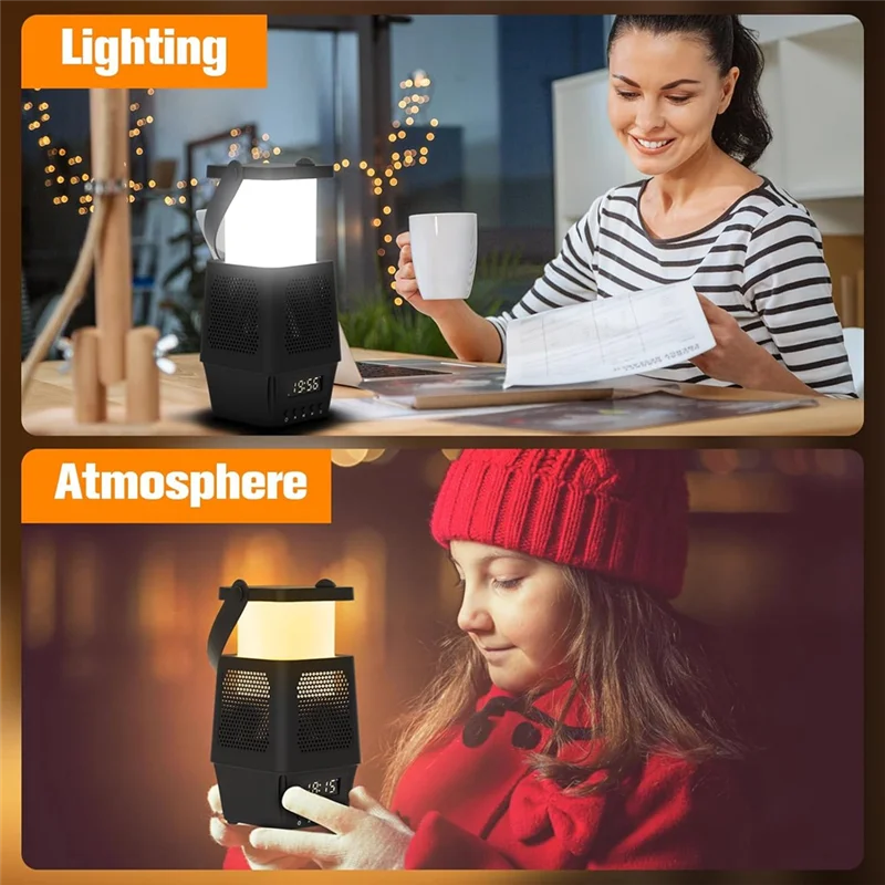 

HLZS-Bluetooth Speaker Wireless Alarm Clock Rechargeable Led Lamp Portable Camping Lantern For Travel,Outdoor Camping