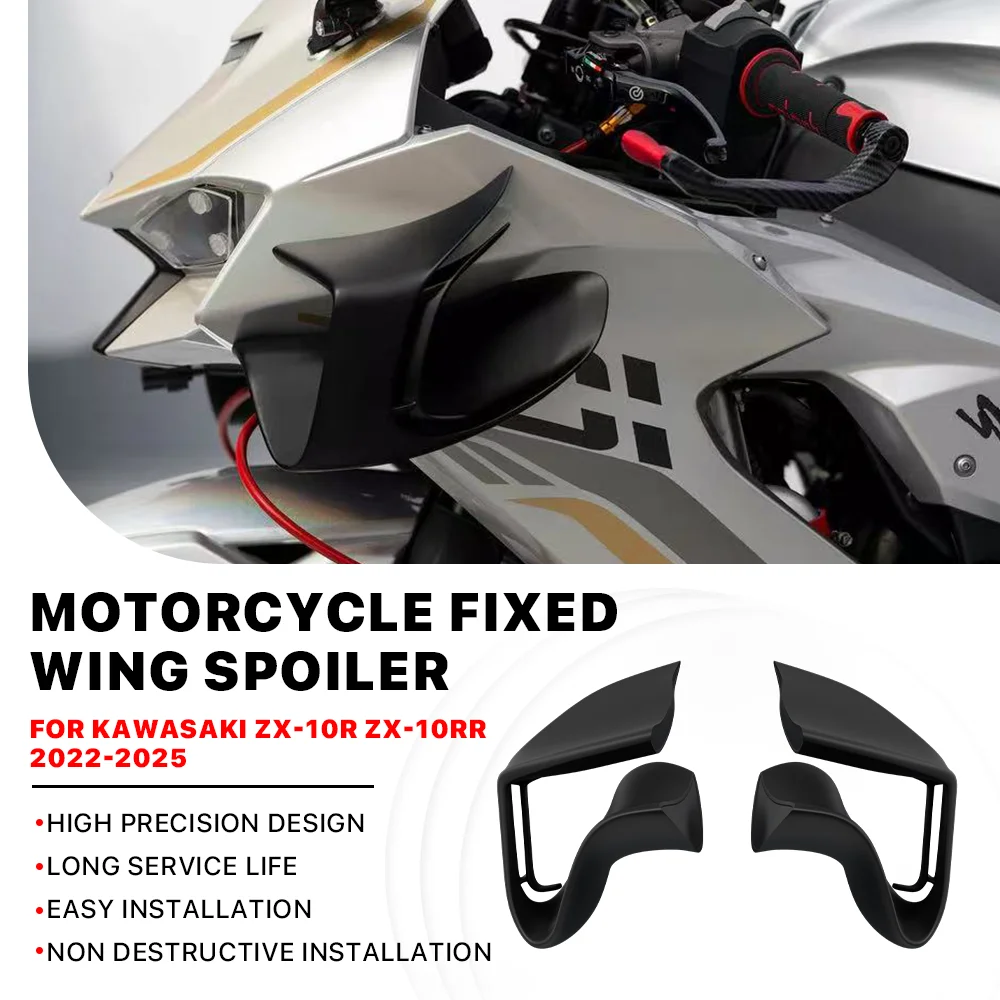 NEW Motorcycle Side Fairing Fixed Wing For Kawasaki ZX-10R ZX10RR 2022-2025 Retrofit Aerodynamic Cowling Winglet Spoiler