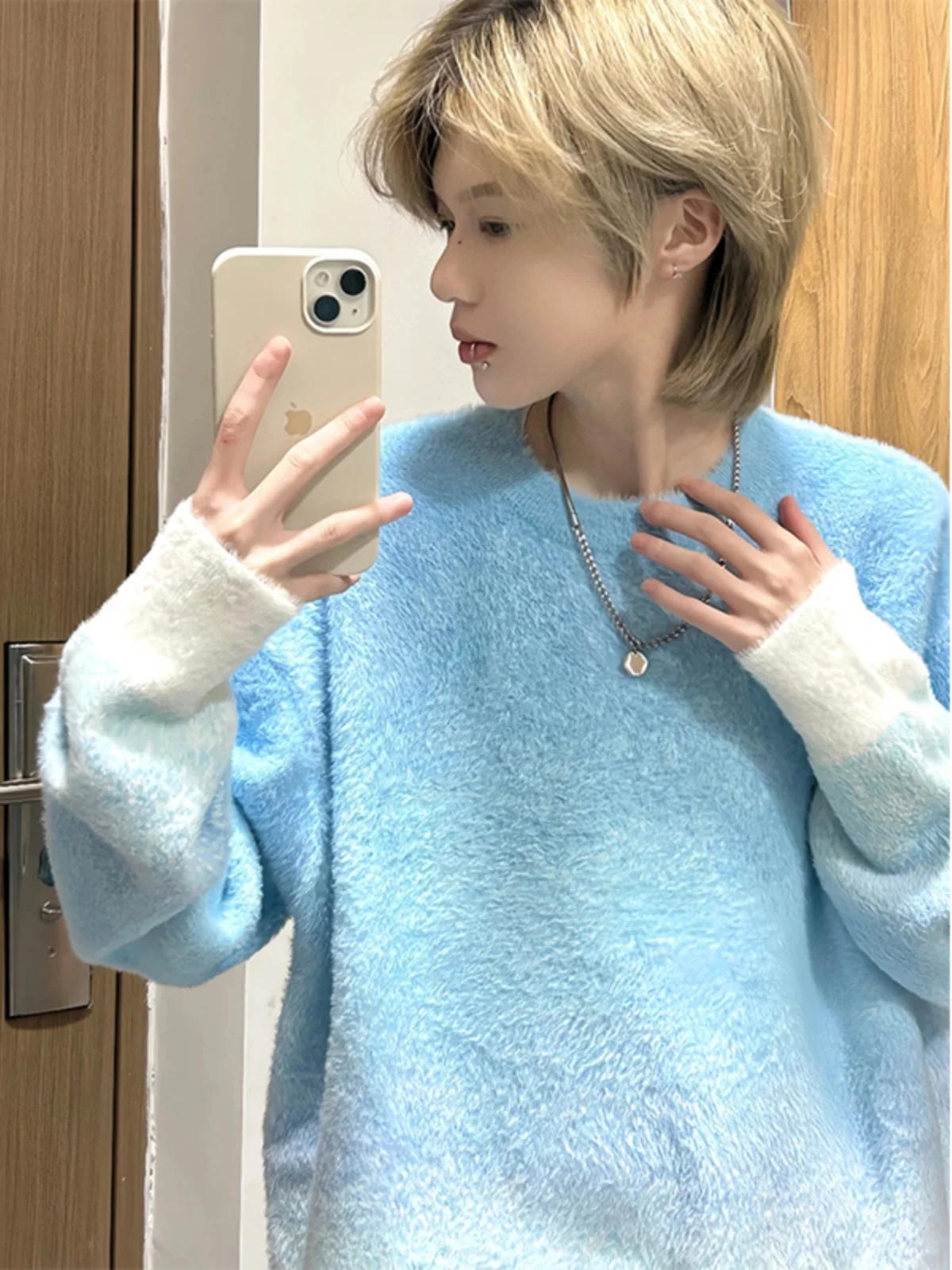 

Men's adient round Ne Knitwear Soft Loose Winter Faion Casual Top American Sle College Trendy Loose Fit Comfortable