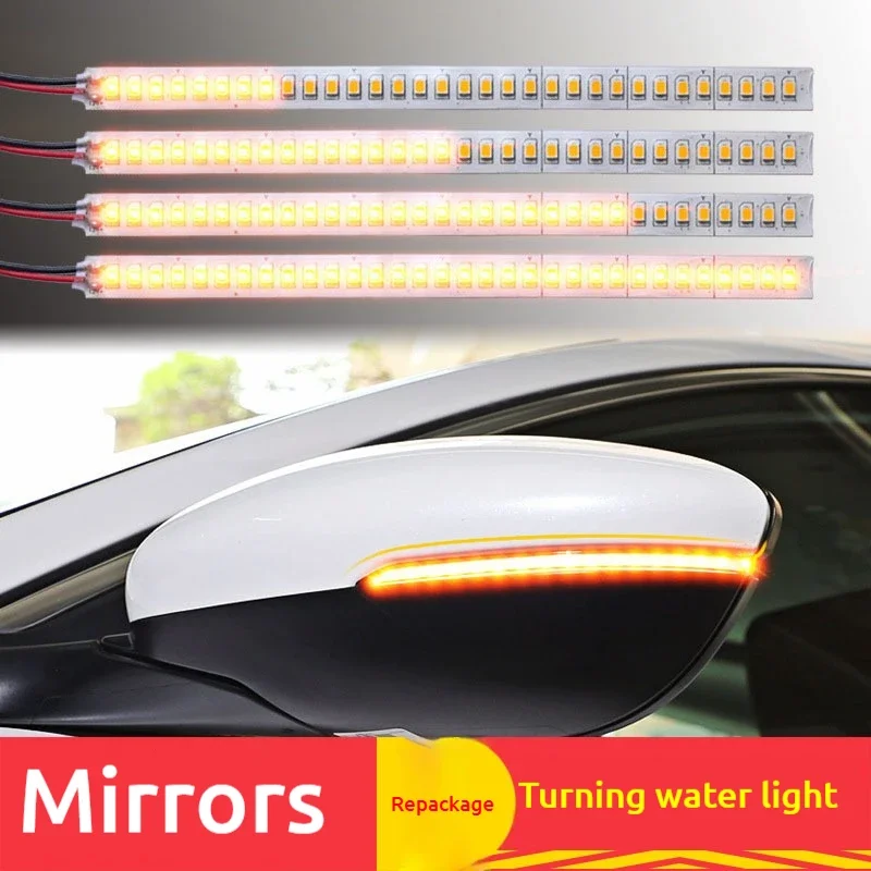 2PCS Car Rearview Mirror Turn Signal Flexible LED Flowing Strip Light 12V Amber White Turn Signal DRL Dynamic Driving Lamp