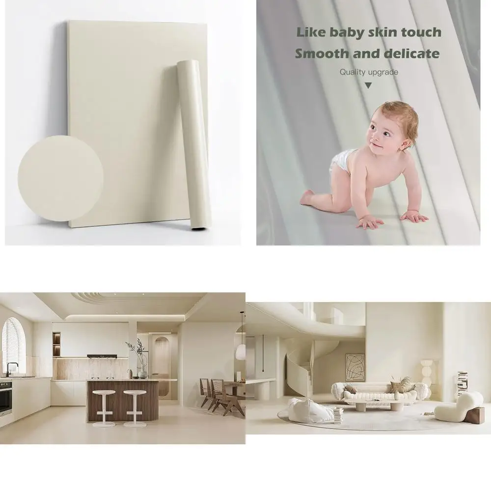 ورق جدران حديث قابل للتقشير واللصق باللون الكريمي - ذاتي اللصق وقابل للإزالة وصديق للمؤسار لديكور الحائط الحديث