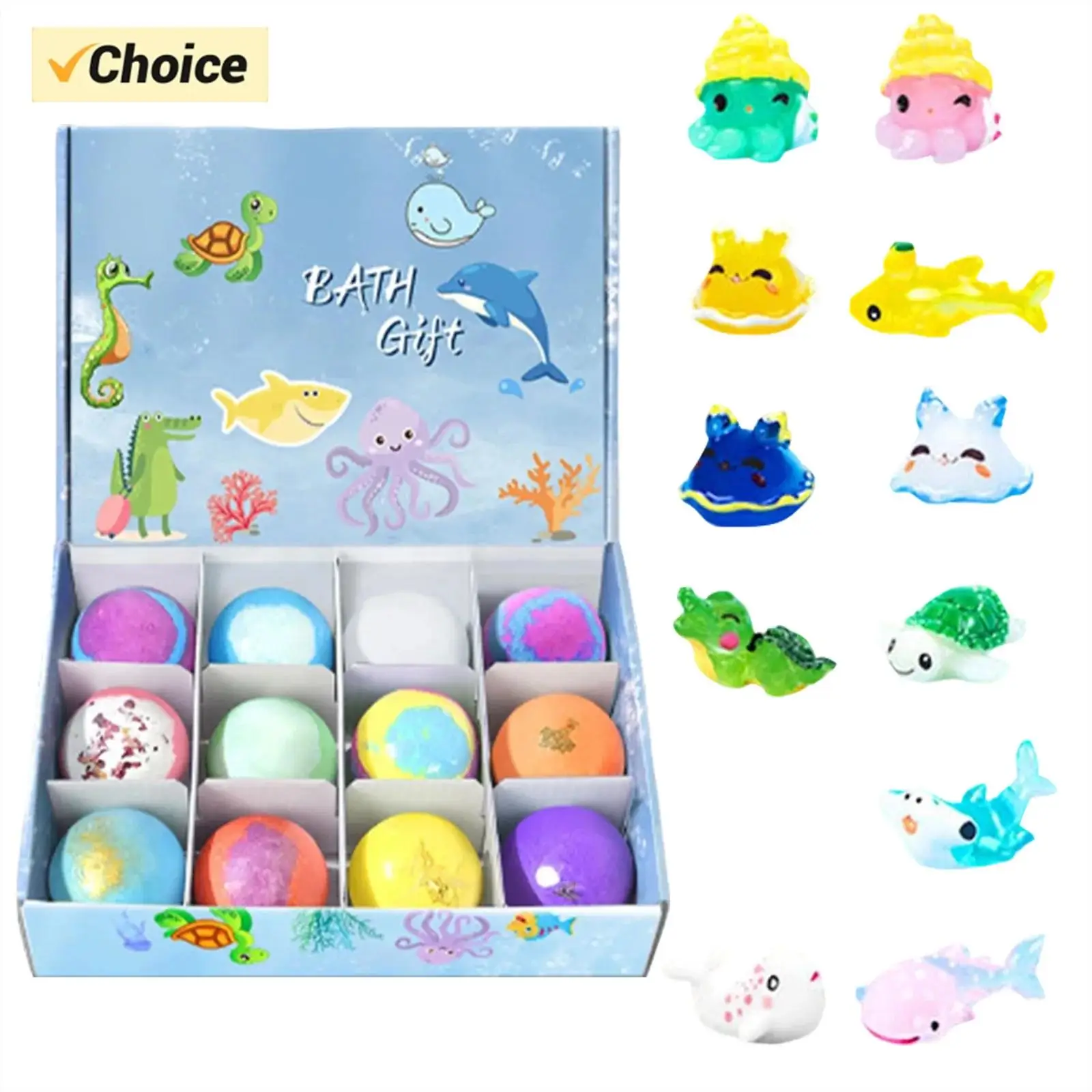 

Набор бомбочек для ванны для детей 2026, 12 штук, натуральные органические шипучие шарики для ванны для девочек и мальчиков с игрушками внутри