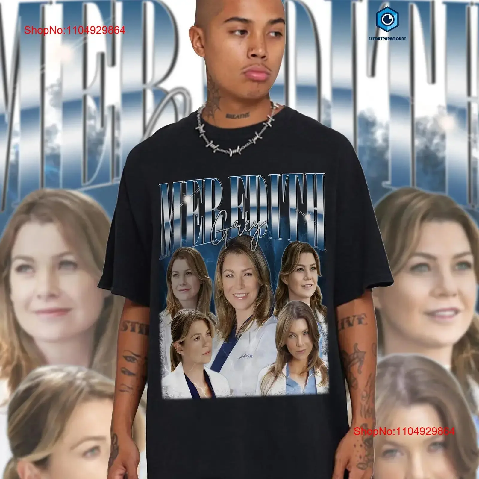 

Винтажная футболка Meredith Grey's Anatomy 90-х, винтажный универсальный топ с дерек-овчаркой на день рождения, универсальный топ для повседневной носки