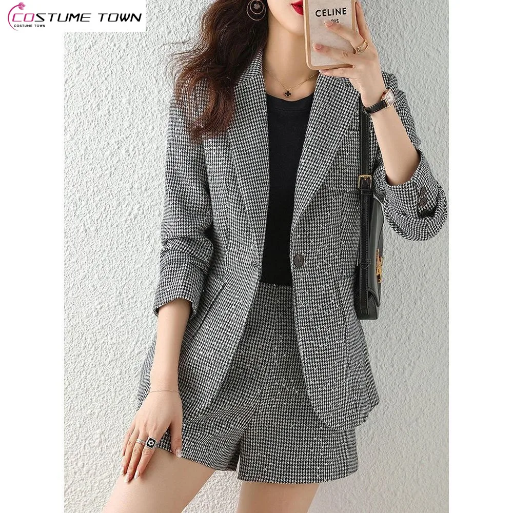 Fashion Spring and Autumn Women's Set 2023 New Korean Style Slim Fit Suit Shorts Reduced Age Elegant Women's Two Piece Set